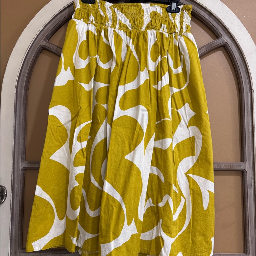 a new day Yellow and White Midi Skirt